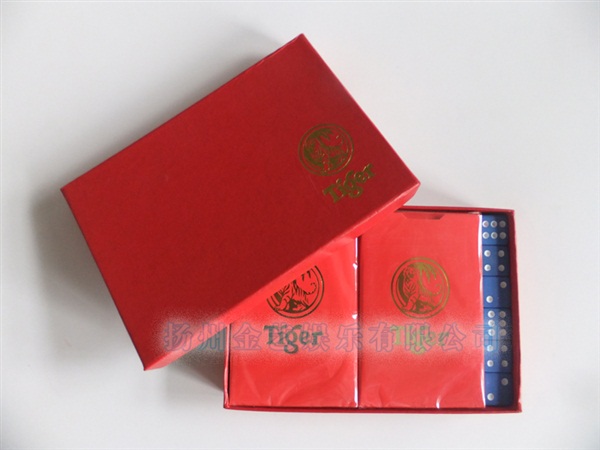 老虎紙牌 橋牌 Tiger廣告紙撲克 雙付燙金盒裝 配骰子